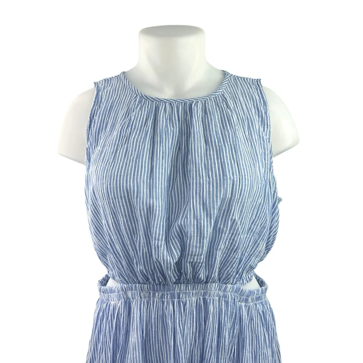 BeachLunchLounge Blue Striped Sleeveless Cutout Fit & Flare Midi Dress Size XL - Image 3