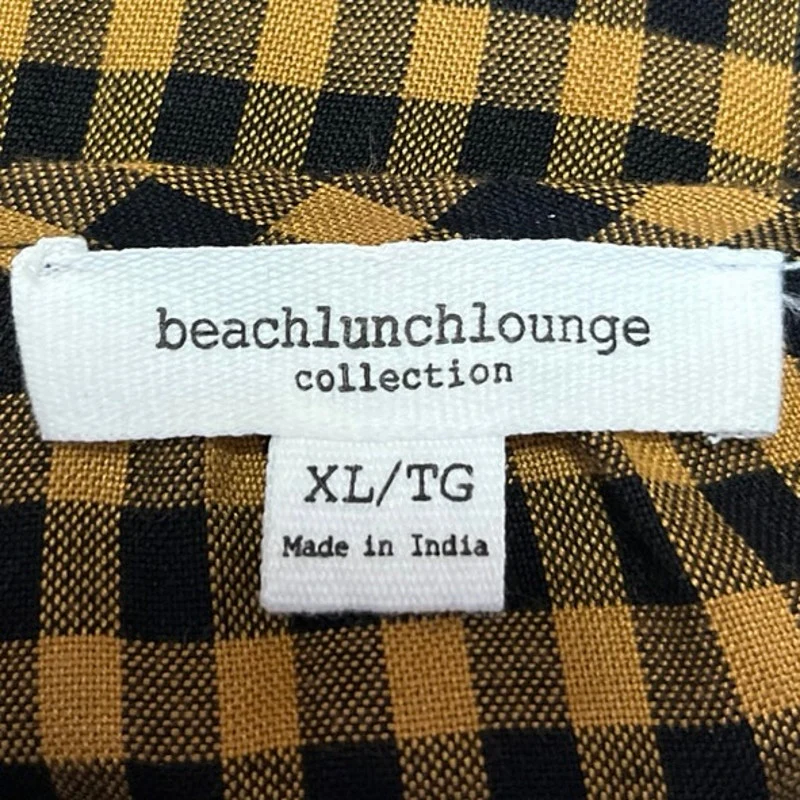 BeachLunchLounge Yellow Gingham Check Long Sleeve Ruffle Button Up Mini Dress XL - Image 4
