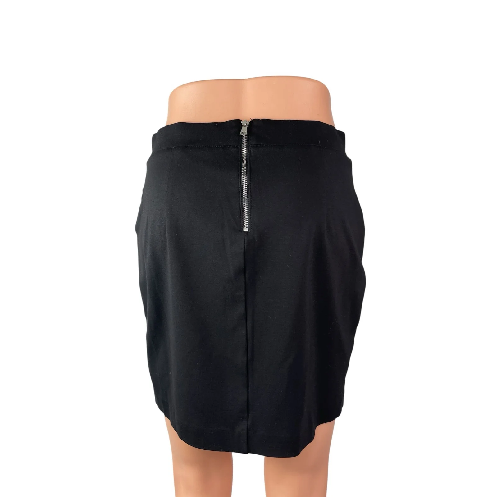 Bebe Women's Black High Rise Asymmetrical Straight Pencil Wrap Tulip Skirt Sz M - Image 3