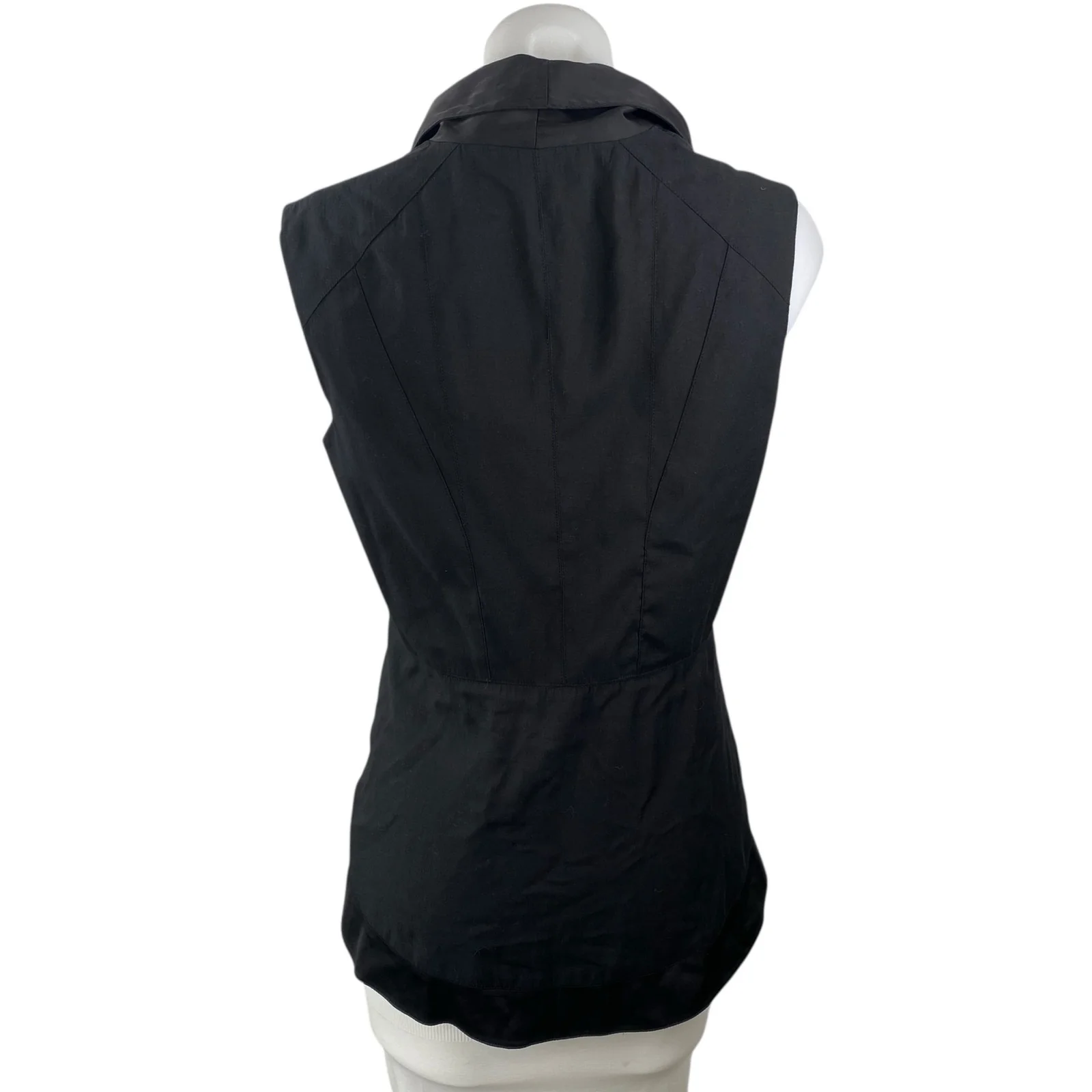 Bebe Women's Black Sleeveless Shawl Collar Career Vest Blazer Coat Jacket Size S - Image 4