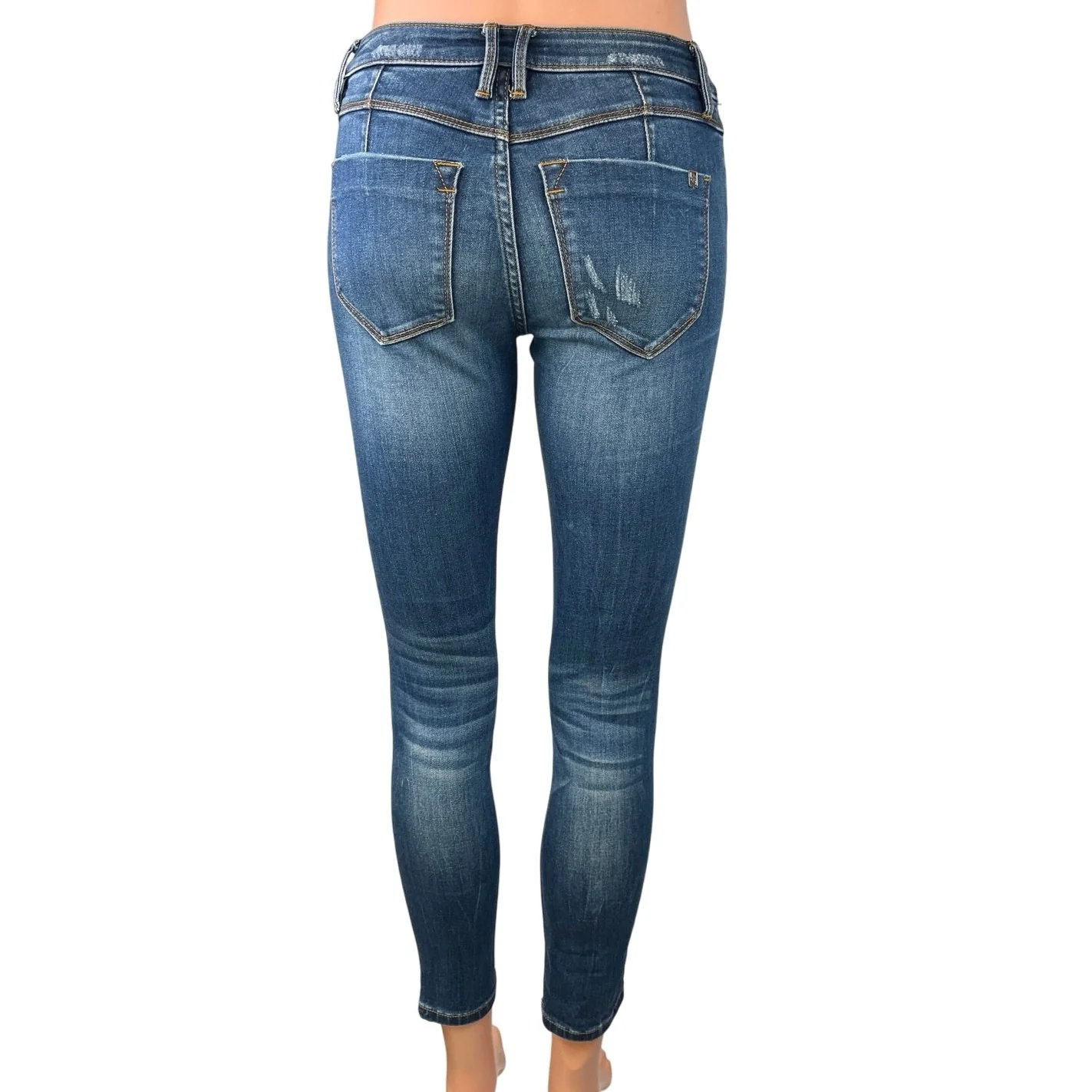 Bebe Women's Blue Distressed Low Rise Stretch Casual Skinny Denim Jeans Size 24 - Image 3