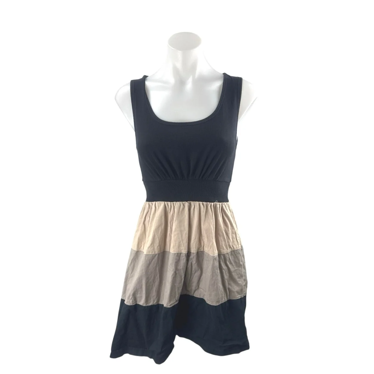 BeBop Womens Color Block Tiered Sleeveless Mini Tank Skater Flare A-Line Dress S