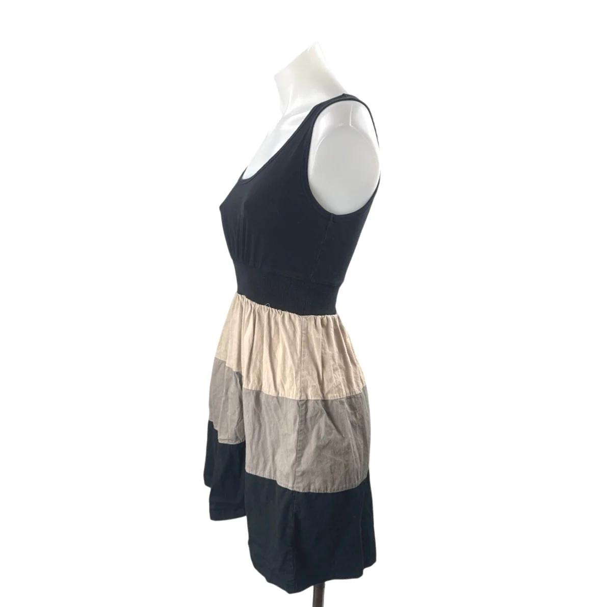 BeBop Womens Color Block Tiered Sleeveless Mini Tank Skater Flare A-Line Dress S - Image 2