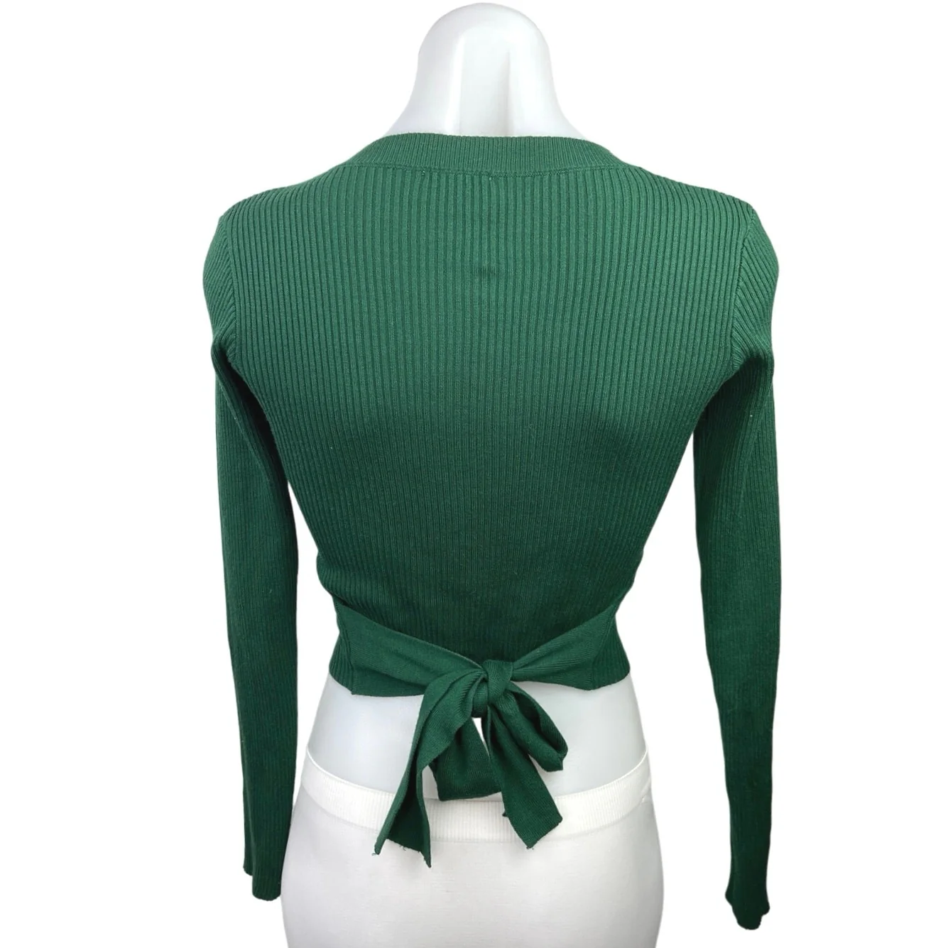 Beginning Boutique Women's Green Crew Neck Long Sleeve Ribbed Sweater Top Size 8 - Image 2