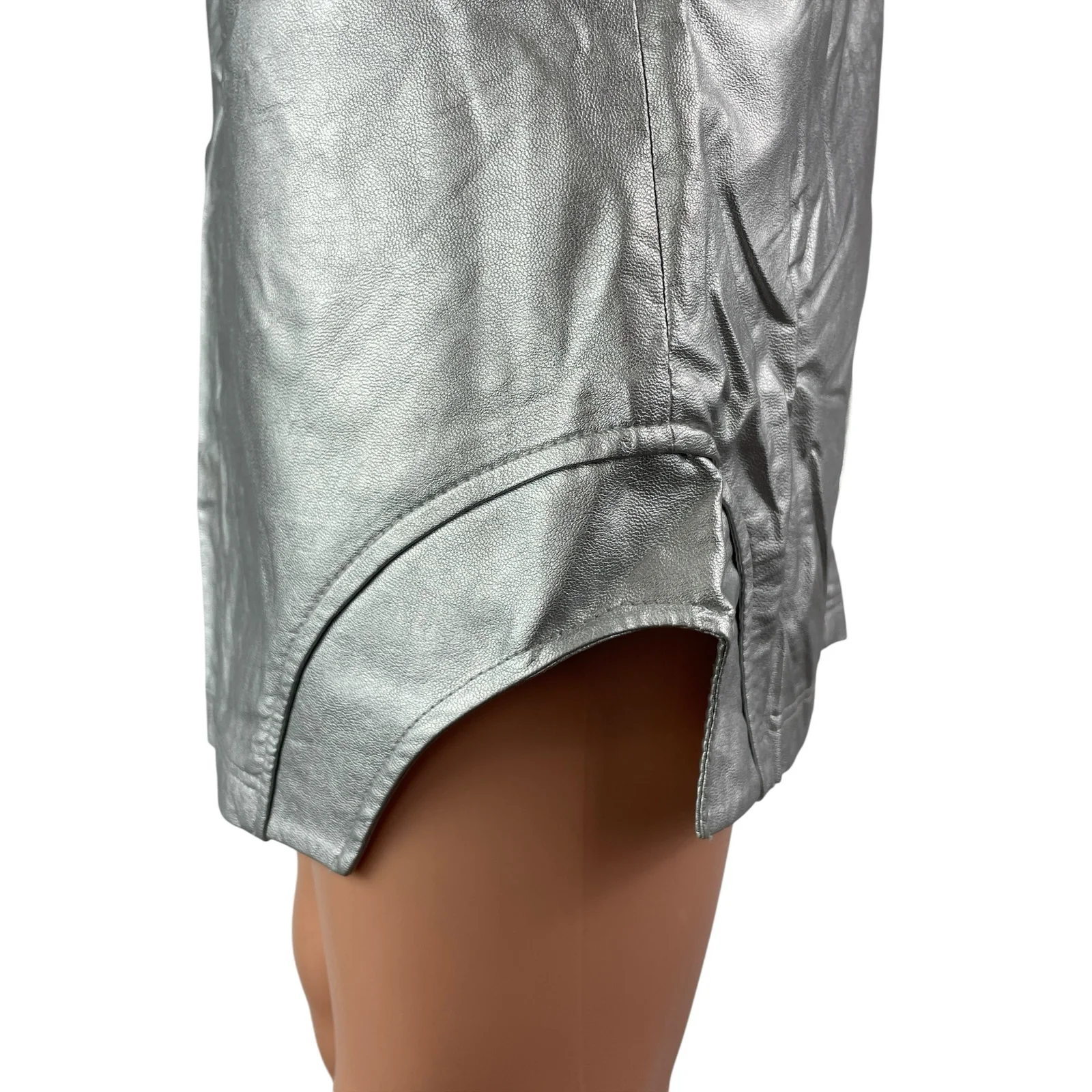 Bel Air Jackson Women's Silver Metallic High Waisted Pencil Mini Skirt Size S/M - Image 4