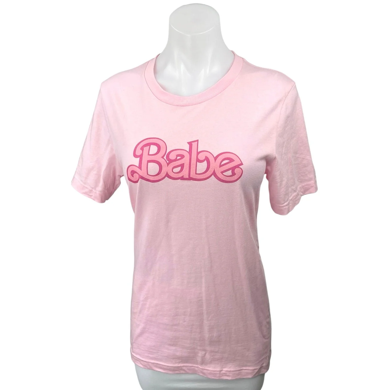 Bella Canvas Women's Pink Babe Short Sleeve Pullover Graphic Tee T-Shirt Top S