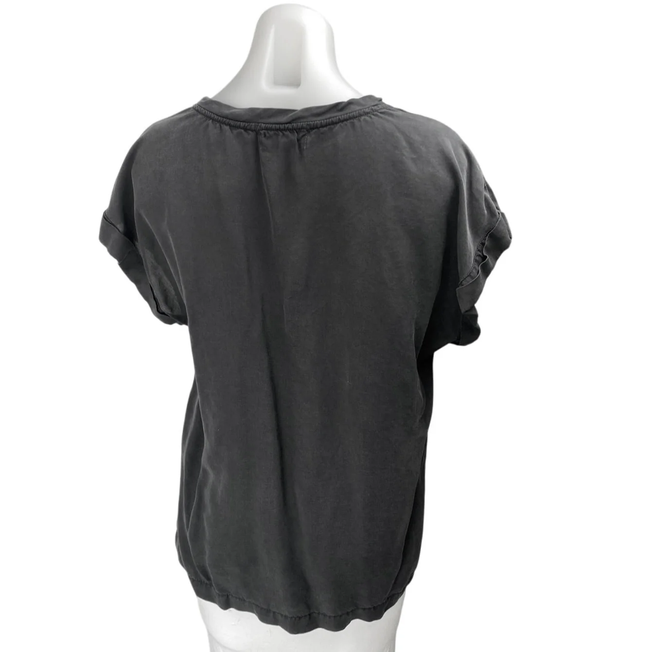 Bella Dahl Women's Black Short Sleeve Loose Basic V Neck T Shirt Tee Top Size S - Image 2