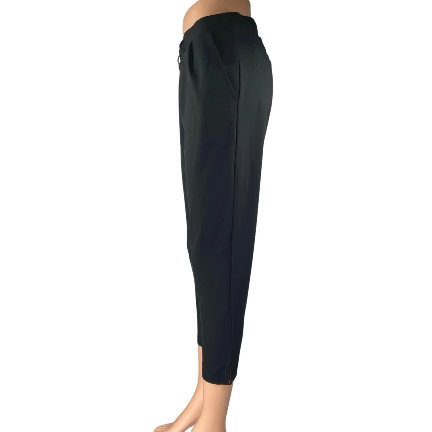 Betabrand Women's Black Mid Rise Pleated Skinny Cropped Trousers Dress Pants S - Image 2