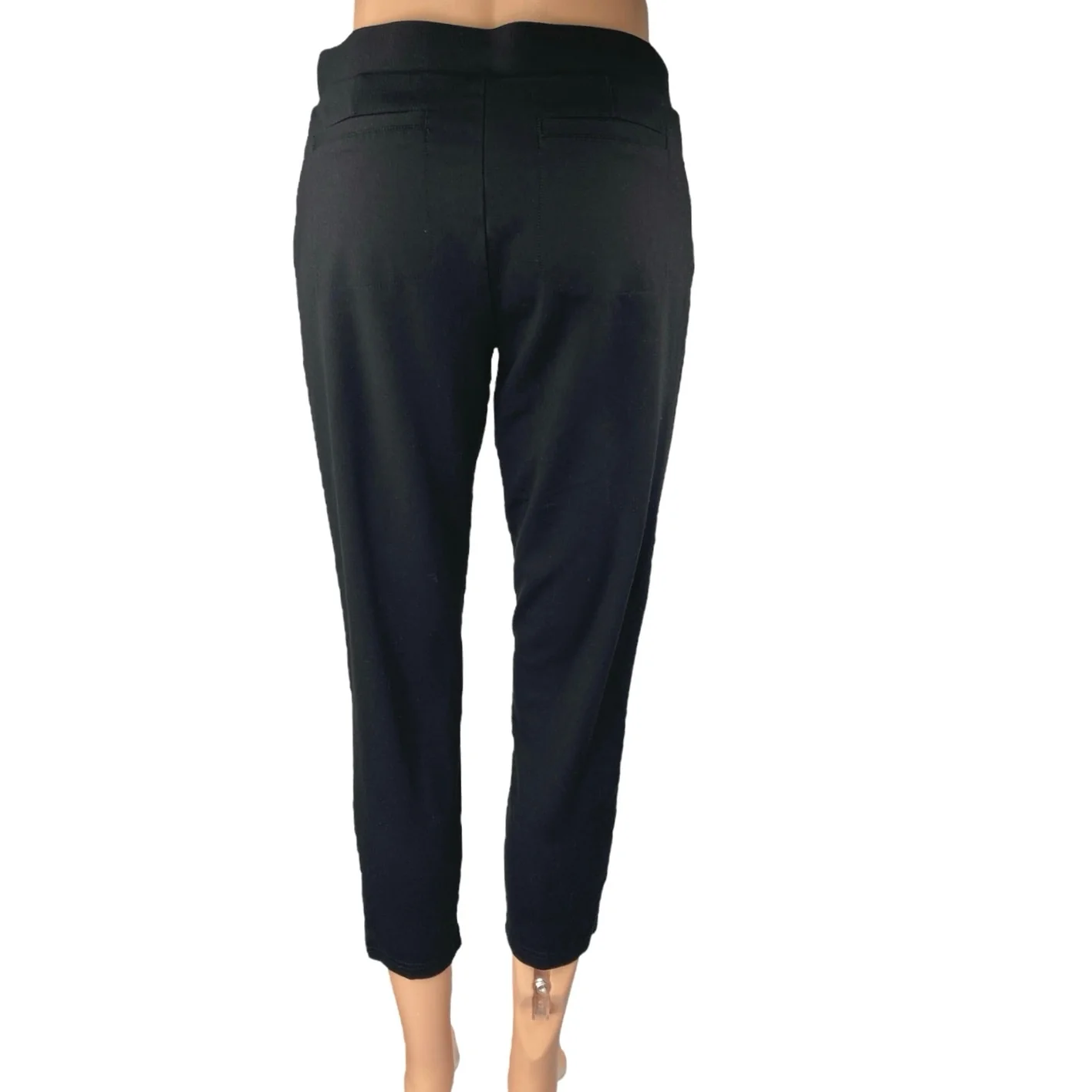 Betabrand Women's Black Mid Rise Pleated Skinny Cropped Trousers Dress Pants S - Image 3