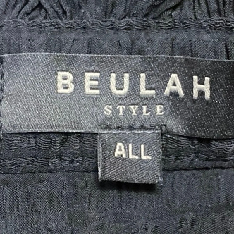 Beulah Black Long Sleeve Striped Mesh Sheer Pintucked Button Up Shirt Top OS - Image 4