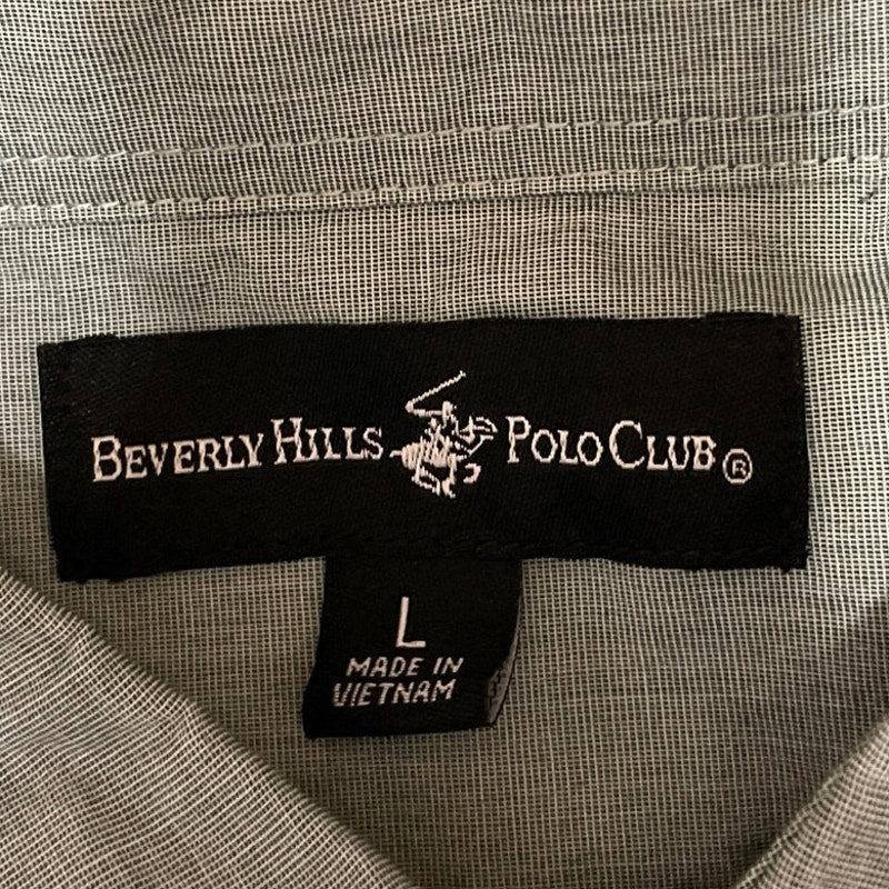 Beverly Hills Polo Club Men's Blue Long Sleeve Collared Button Down Shirt Top L - Image 4
