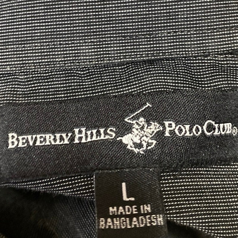 Beverly Hills Polo Club Men's Dark Gray Long Sleeve Button Up Shirt Top Size L - Image 3