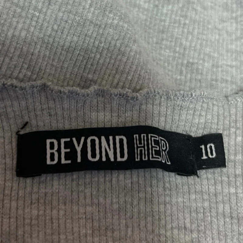 Beyond Her Gray Rib Knit Sleeveless Scalloped Cami Camisole Crop Tank Top Sz 10 - Image 3