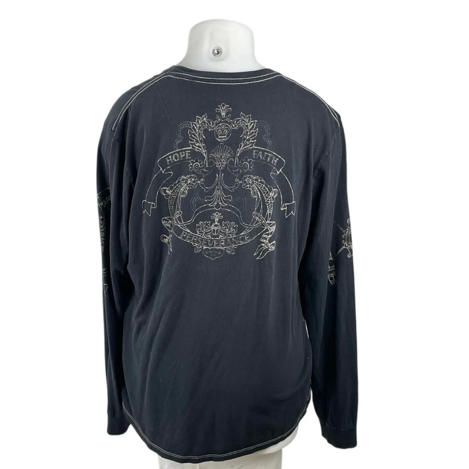 BFL Women's Black Long Sleeve Crew Neck Grunge Graphic T Shirt Tee Top Size XL - Image 4