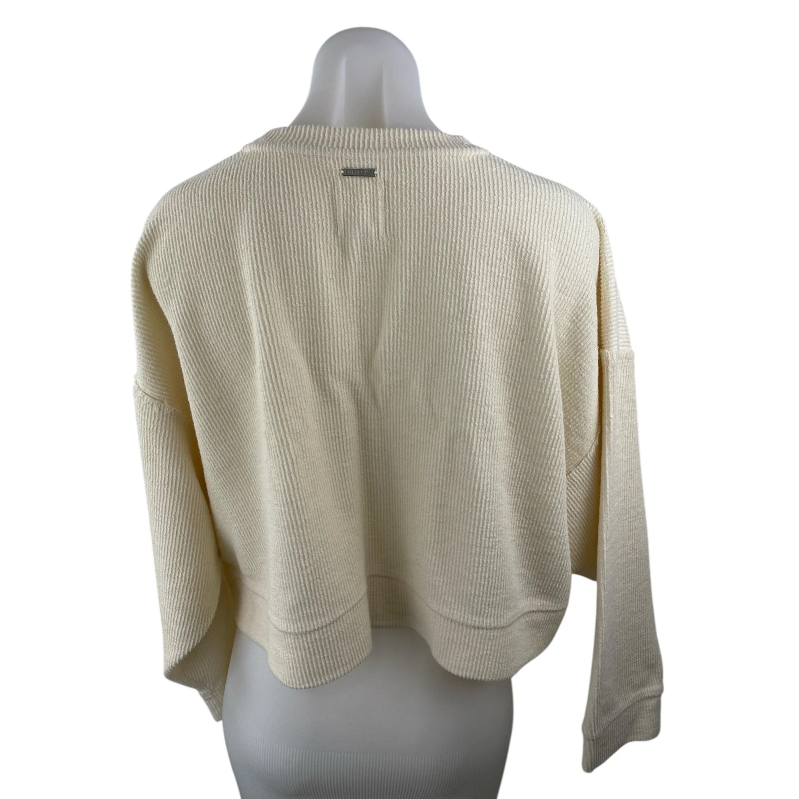 Billabong Women's Cream Embroidered Long Sleeve Crop Sweatshirt Sweater Top Sz M - Image 2