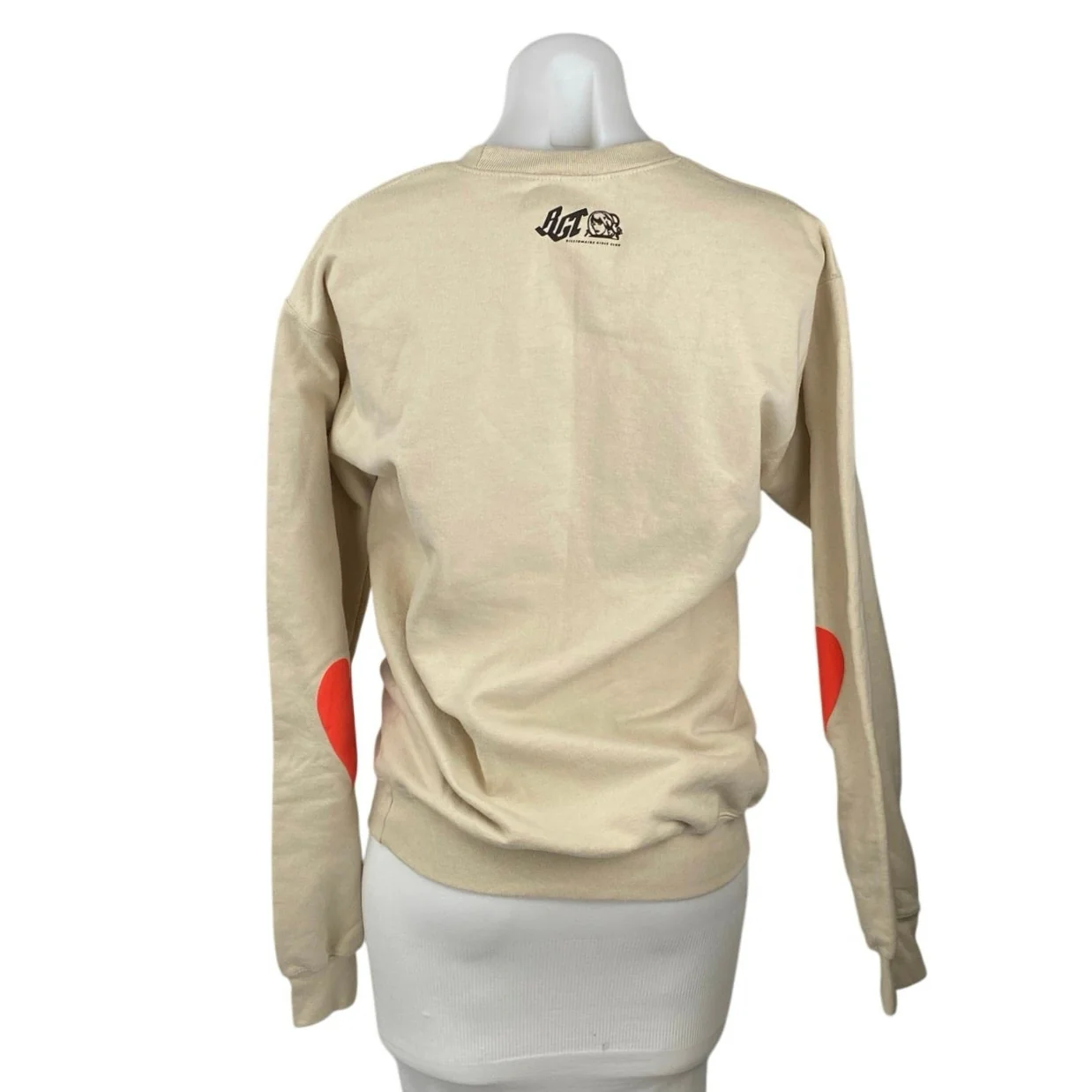 Billionaire Girls Club Queen of Hearts Beige Graphic Sweatshirt Sweater Top S - Image 3