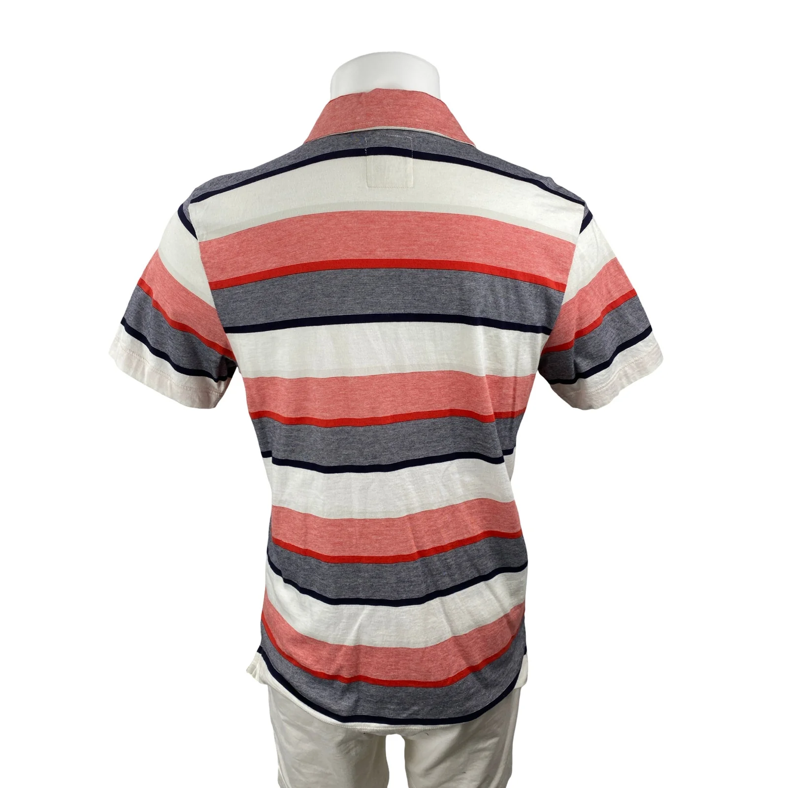 Billy Reid Mens Multicolor Striped Short Sleeve Golf Colorblock Polo Shirt Top L - Image 4
