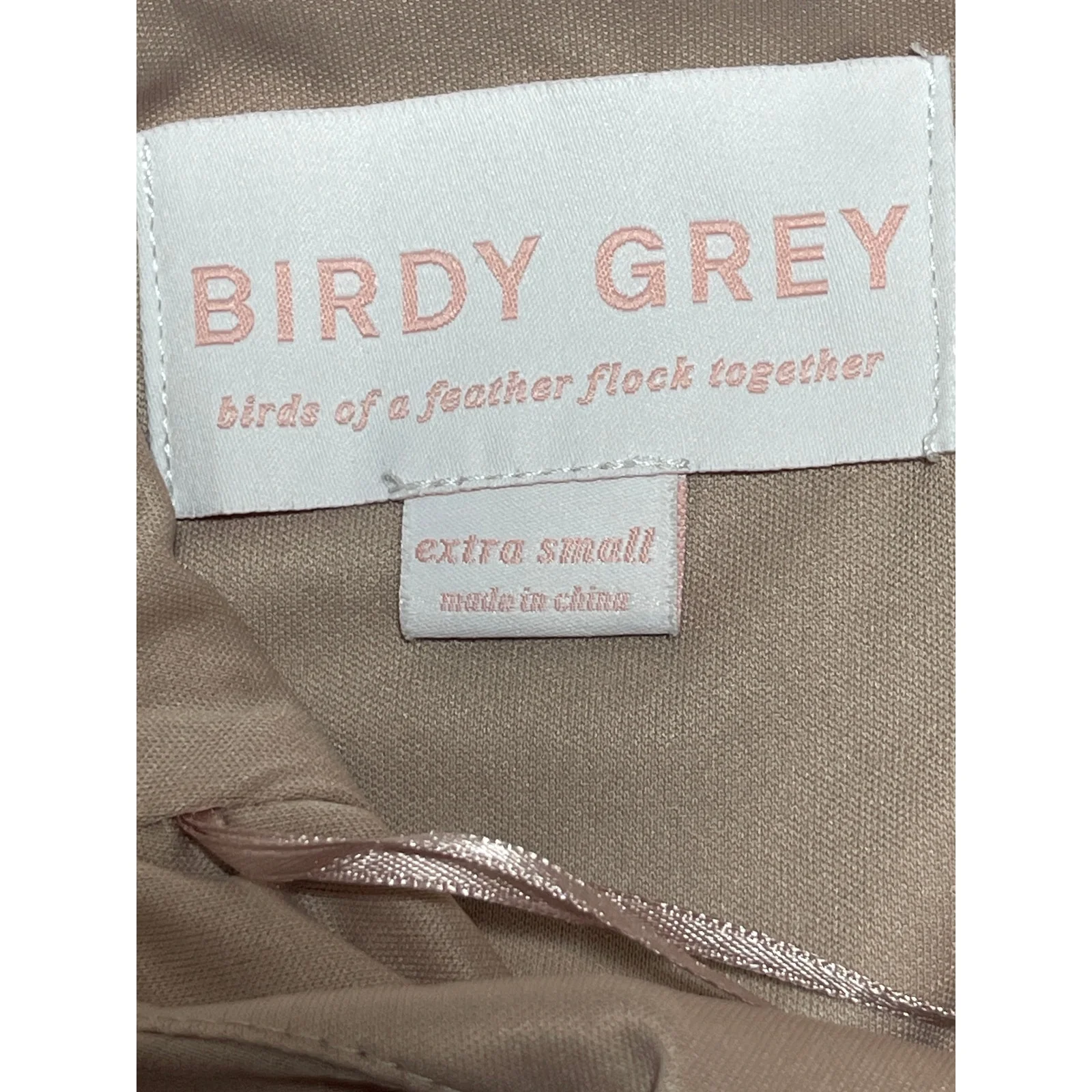 Birdy Grey Beige Nude Sleeveless Ruffle Scoop Neck Bridesmaid Maxi Dress Size XS - Image 3