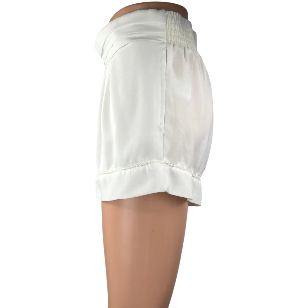 Bishop + Young White High Waisted Semi Sheer Smocked Casual Mini Shorts Size XS - Image 2