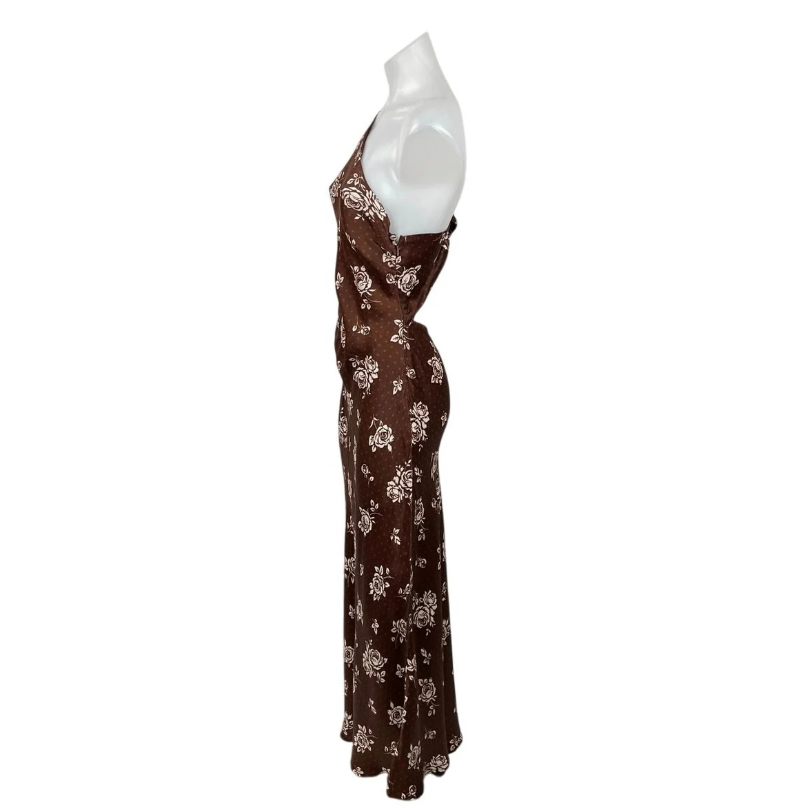 bl^nk Carilena Brown Floral One Shoulder Sleeveless Maxi Tank Sheath Dress Sz M - Image 3