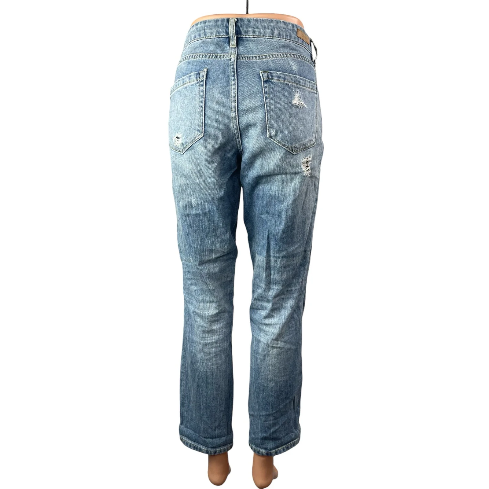 Blank NYC Women's Blue Studded Distressed Straight Leg Girlfriend Denim Jeans 27 - Image 5