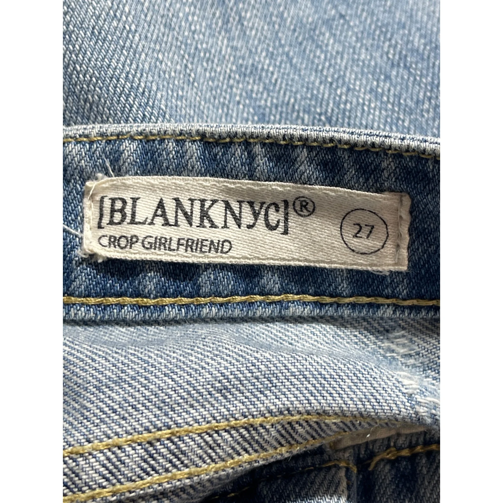 Blank NYC Women's Blue Studded Distressed Straight Leg Girlfriend Denim Jeans 27 - Image 6