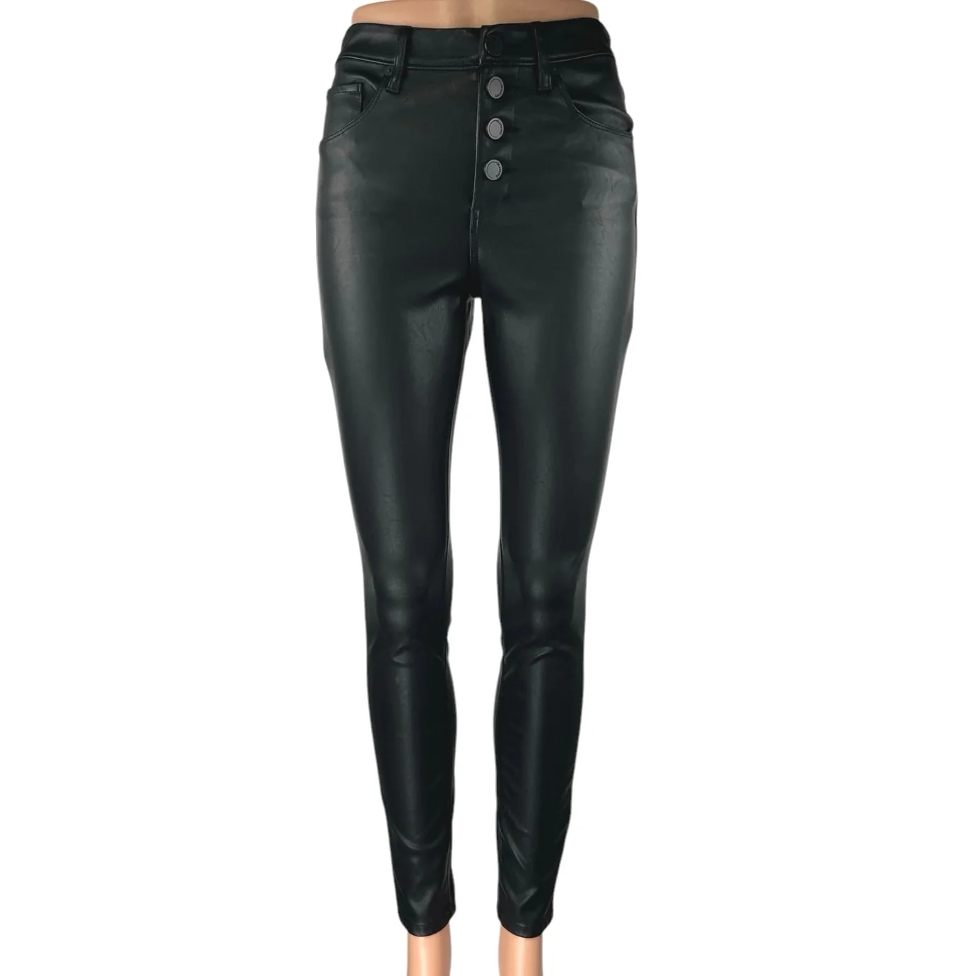 BlankNYC The Great Jones Black Faux Leather Skinny High Waist Trousers Pants 26