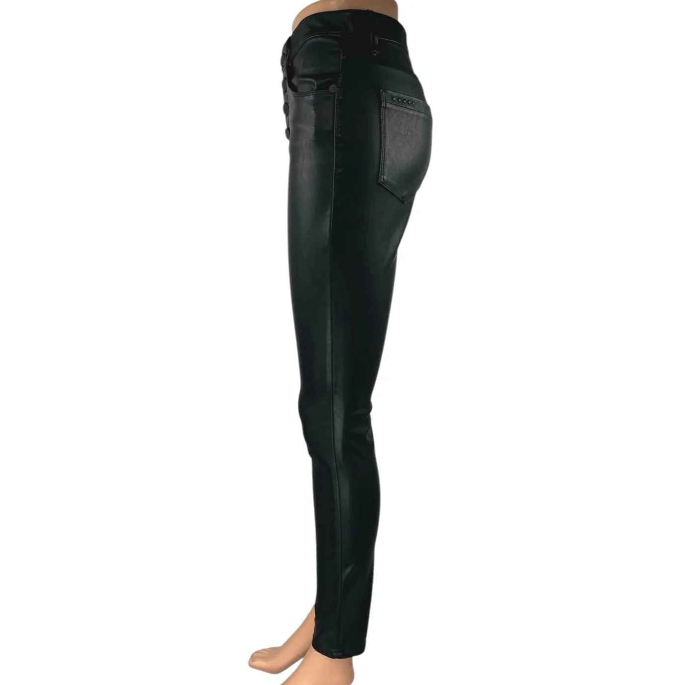 BlankNYC The Great Jones Black Faux Leather Skinny High Waist Trousers Pants 26 - Image 2