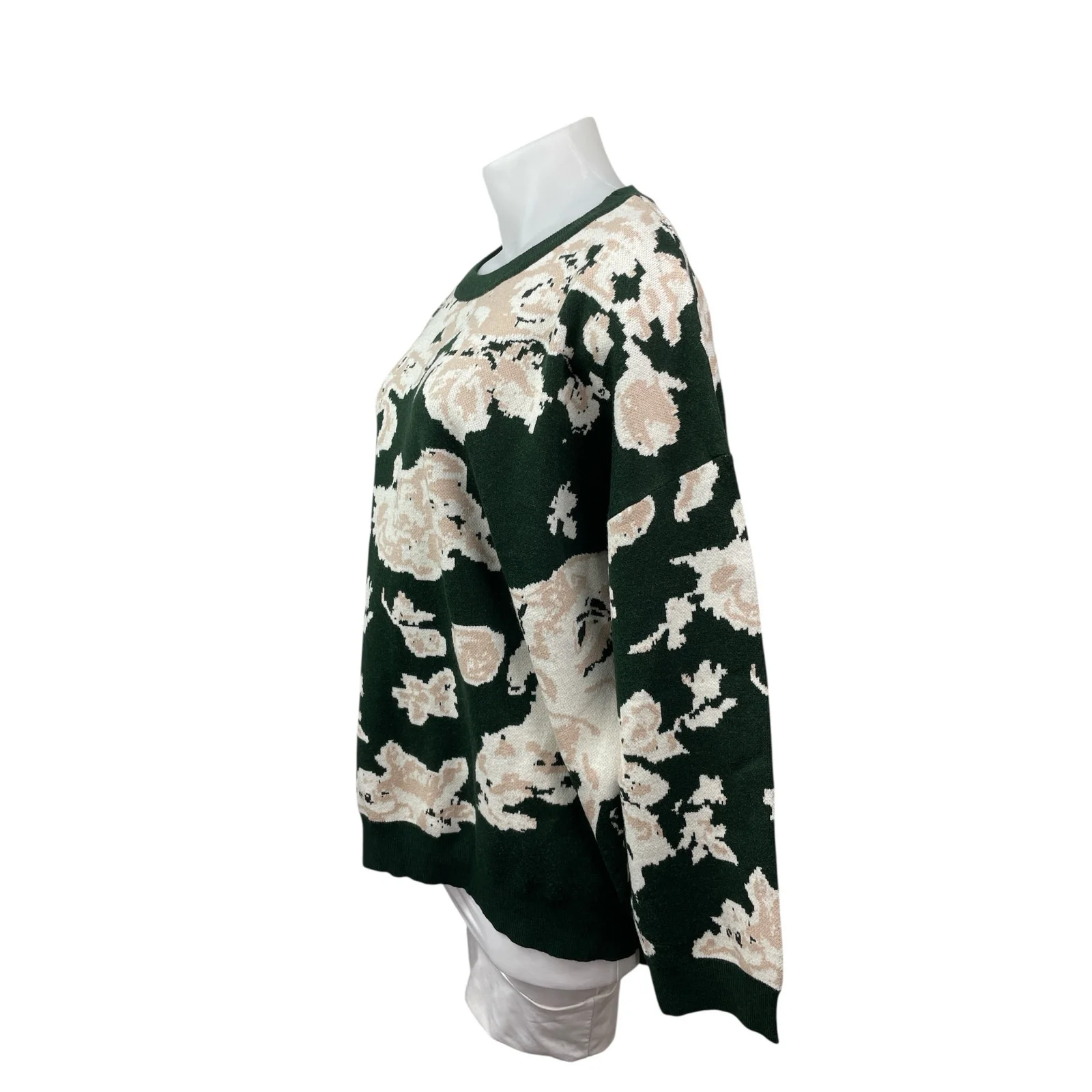 Bloomchi Women's Green Floral Crew Neck Long Sleeve Knit Sweater Top Size 22/24 - Image 3