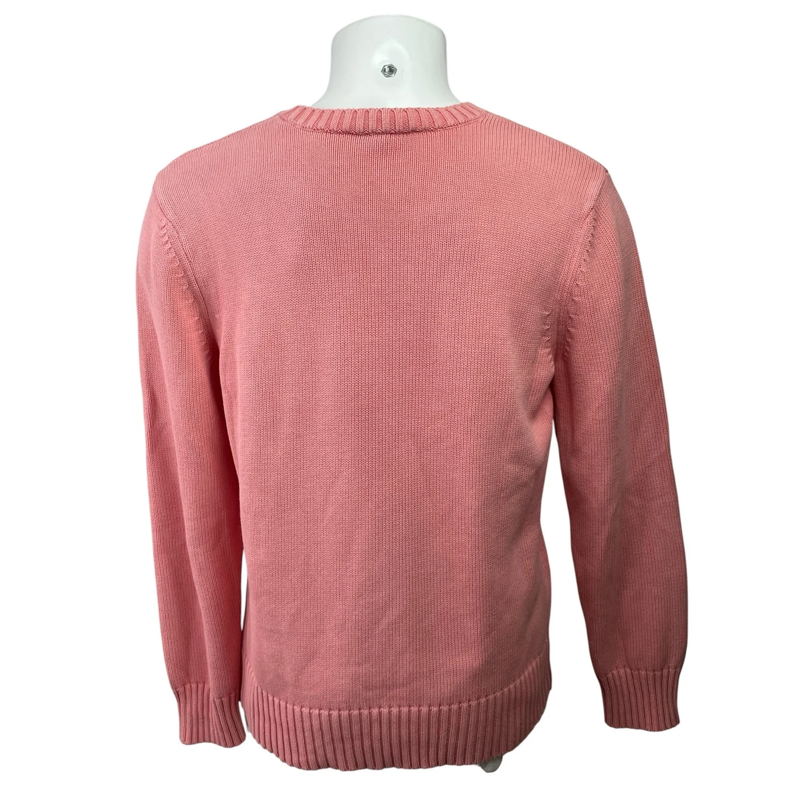 Bloomingdale's Mens Pink knit Crewneck Long Sleeve Pullover Sweater Top Size M - Image 3