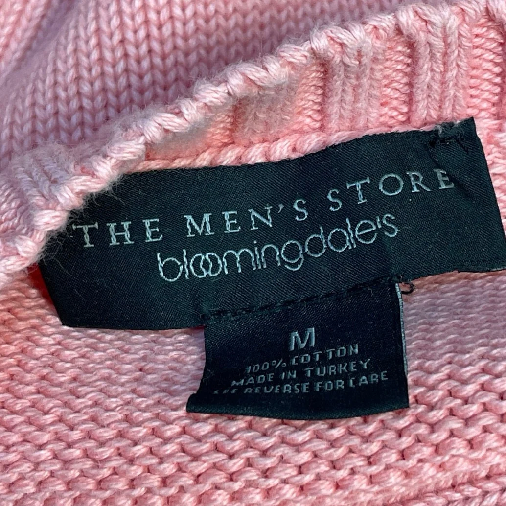 Bloomingdale's Mens Pink knit Crewneck Long Sleeve Pullover Sweater Top Size M - Image 4