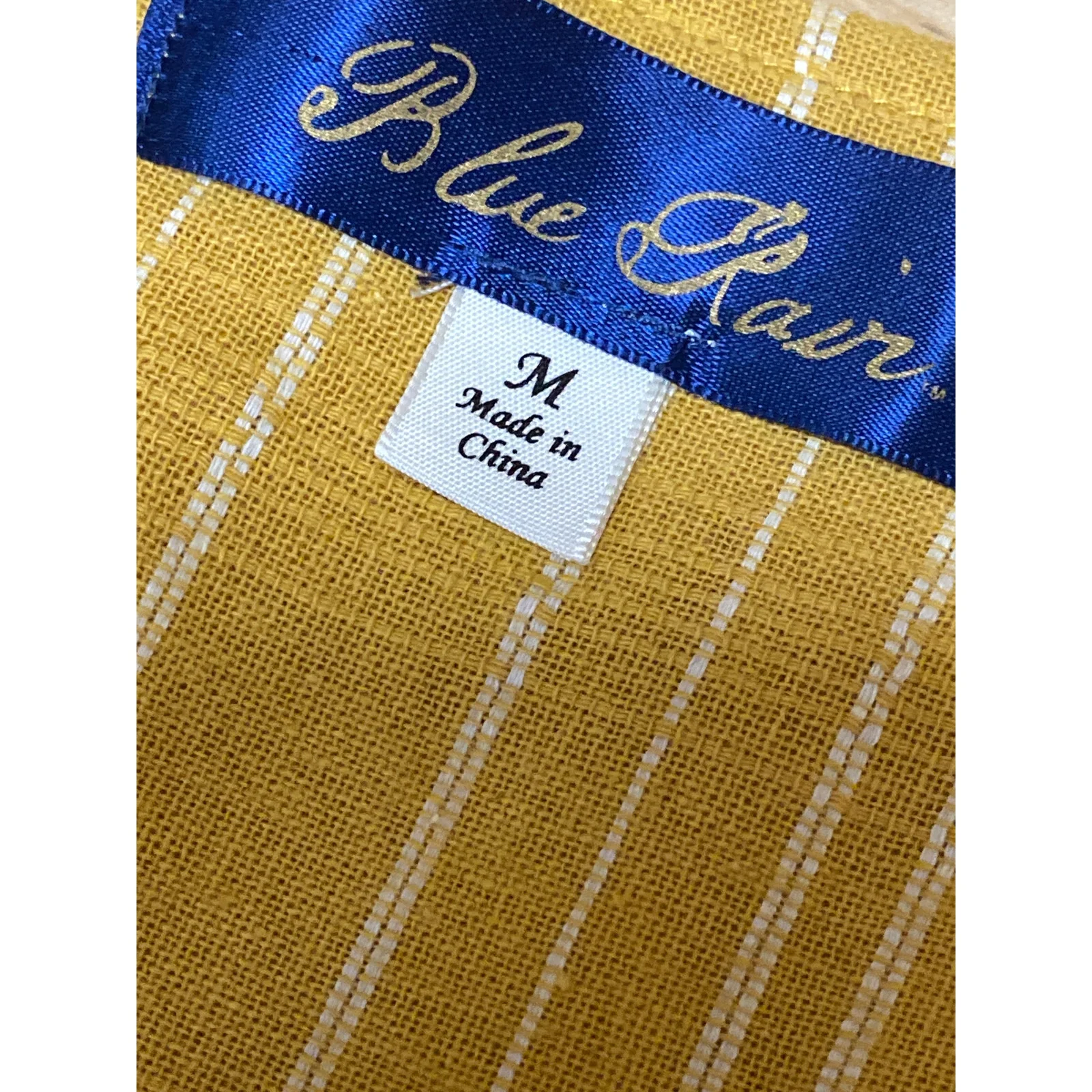 Blue Rair Yellow Striped Tie Fronbt Cutout Short Sleeve Midi Shirt Dress Size M - Image 4