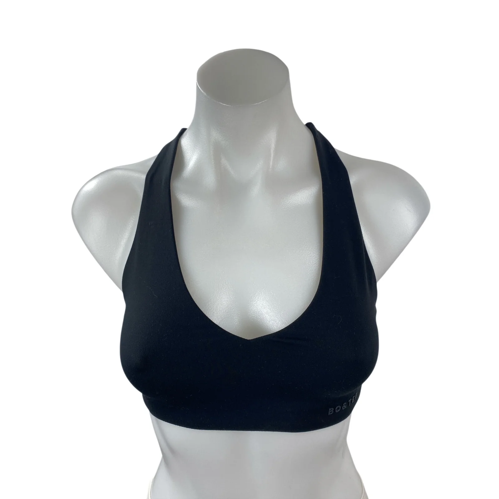 Bo + Tee Black Halter Yoga Gym Workout Athletic Activewear Tank Sports Bra Top S
