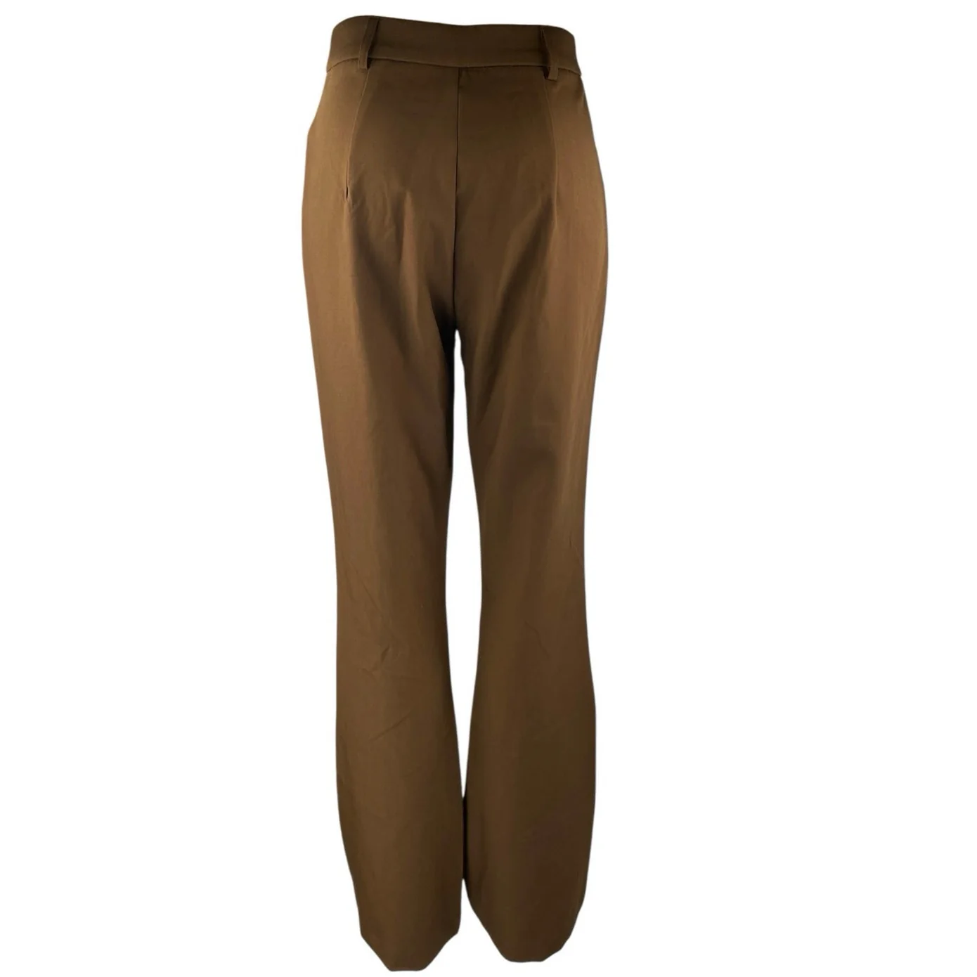boa. Women's Brown Pintucked High Waisted Bootcut Flared Trousers Pants Size S - Image 3