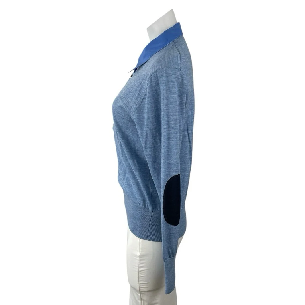 Boast Women's Blue Knit Long Sleeve Button Front Collar Polo Sweater Top Size M - Image 2