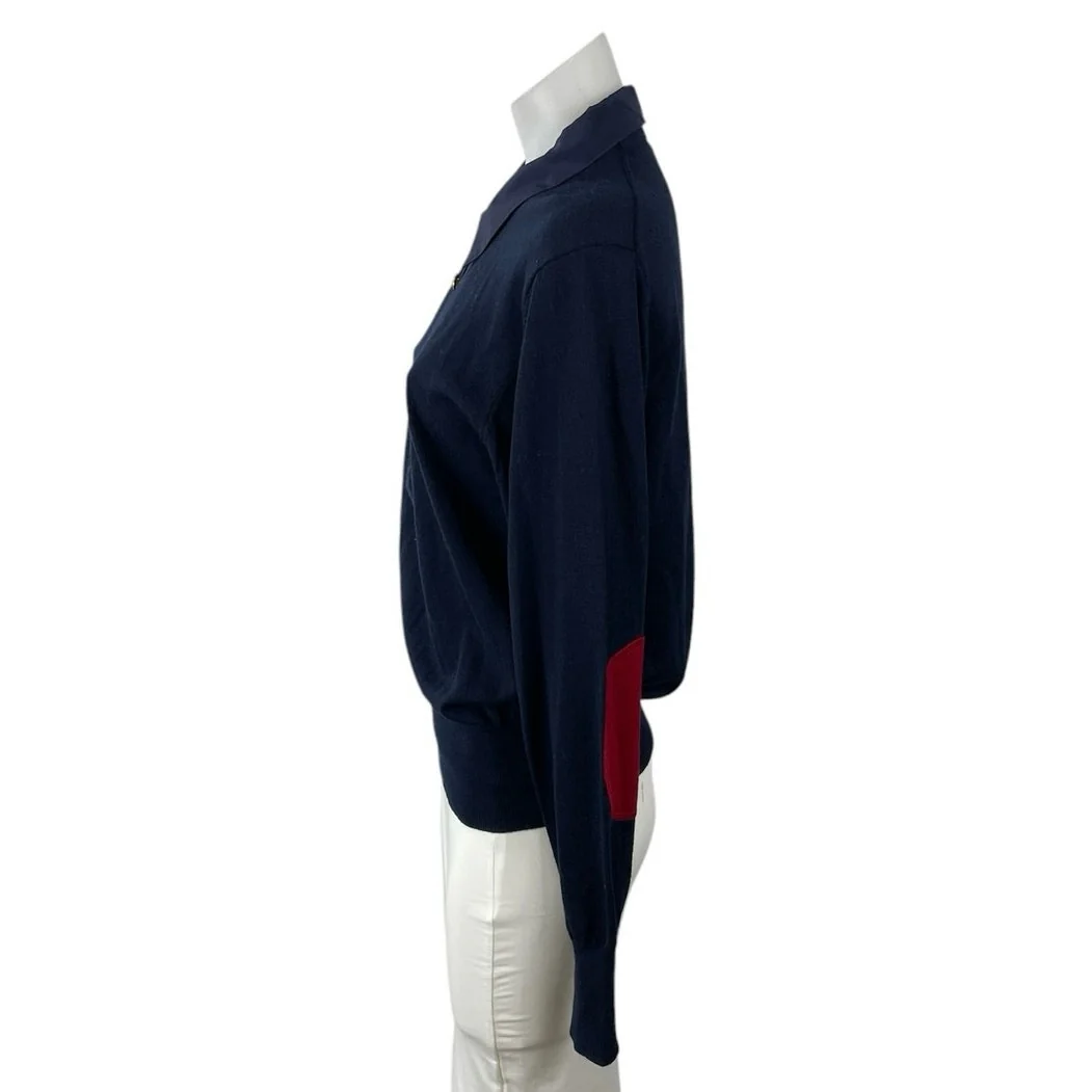 Boast Women's Navy Blue Knit Long Sleeve Button Front Polo Sweater Top Size M - Image 2