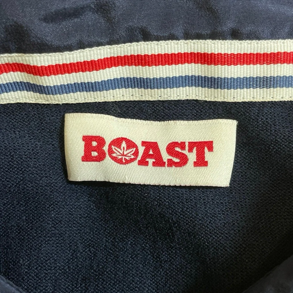 Boast Women's Navy Blue Knit Long Sleeve Button Front Polo Sweater Top Size M - Image 4