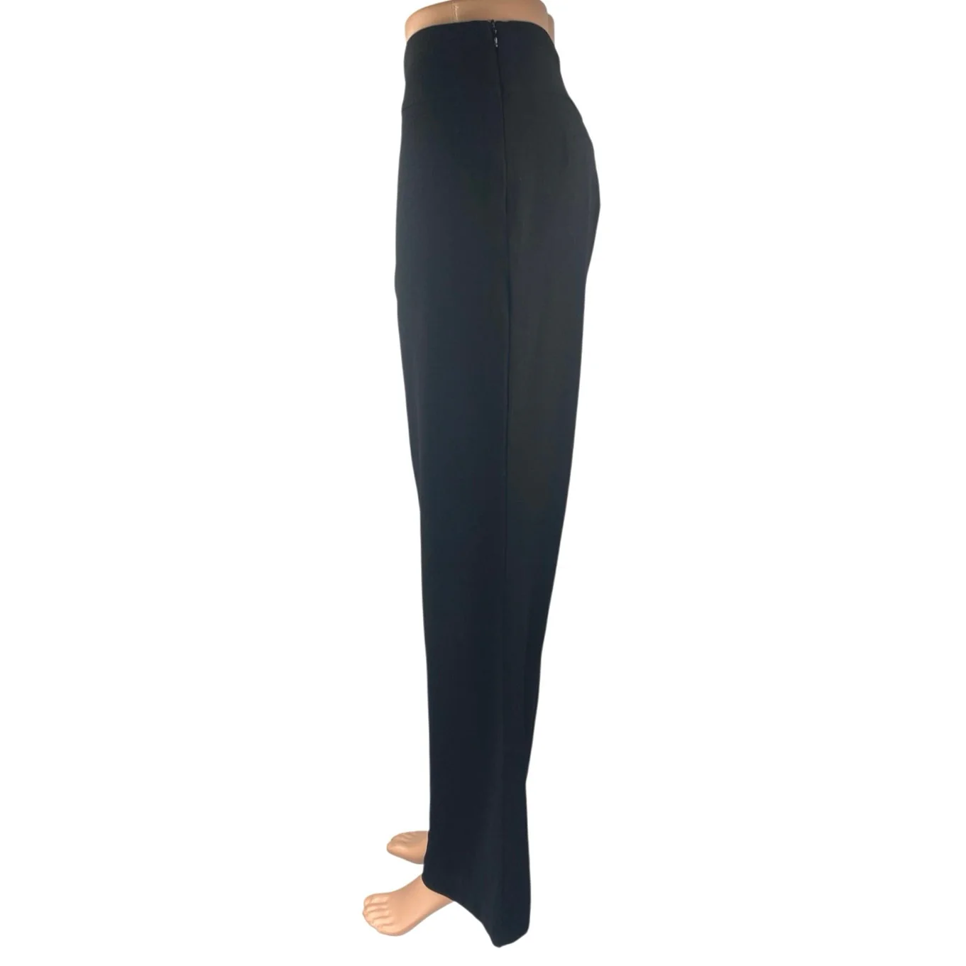 Bobeau Women's Black Straight Leg High Waist Zipper Trousers Dress Pants Size L - Image 2