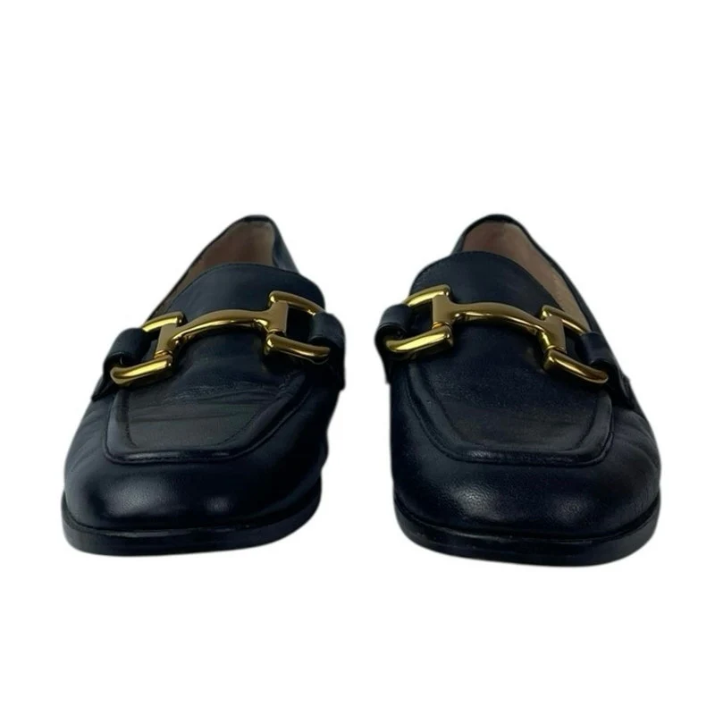 Boden Iris Snaffle Black Leather Gold Accent Slip On Flats Loafers Shoes 37 US 6 - Image 2
