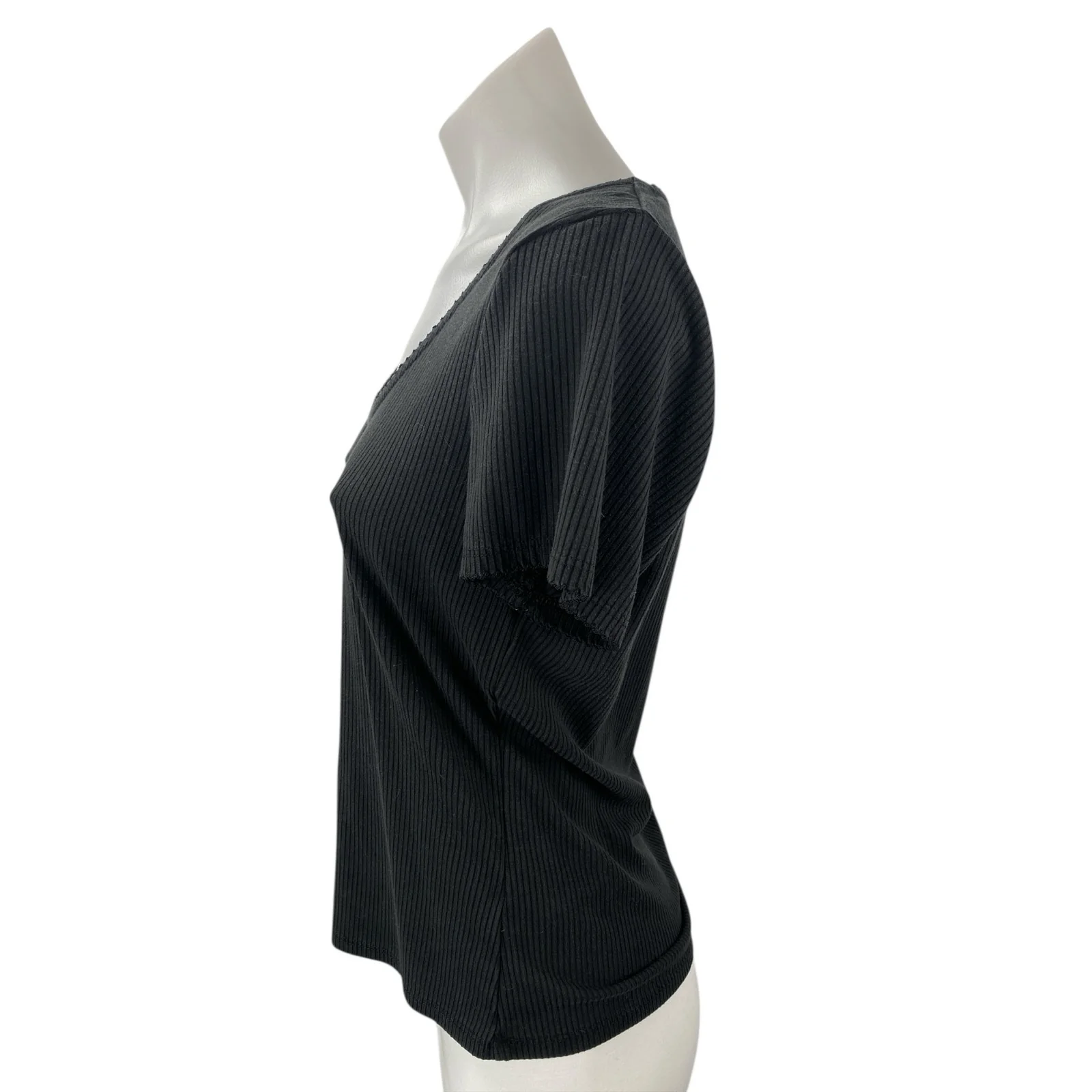 Boden Women's Black Ribbed Knit Scoop Neck Casual Basic T Shirt Tee Top Size 10 - Image 3