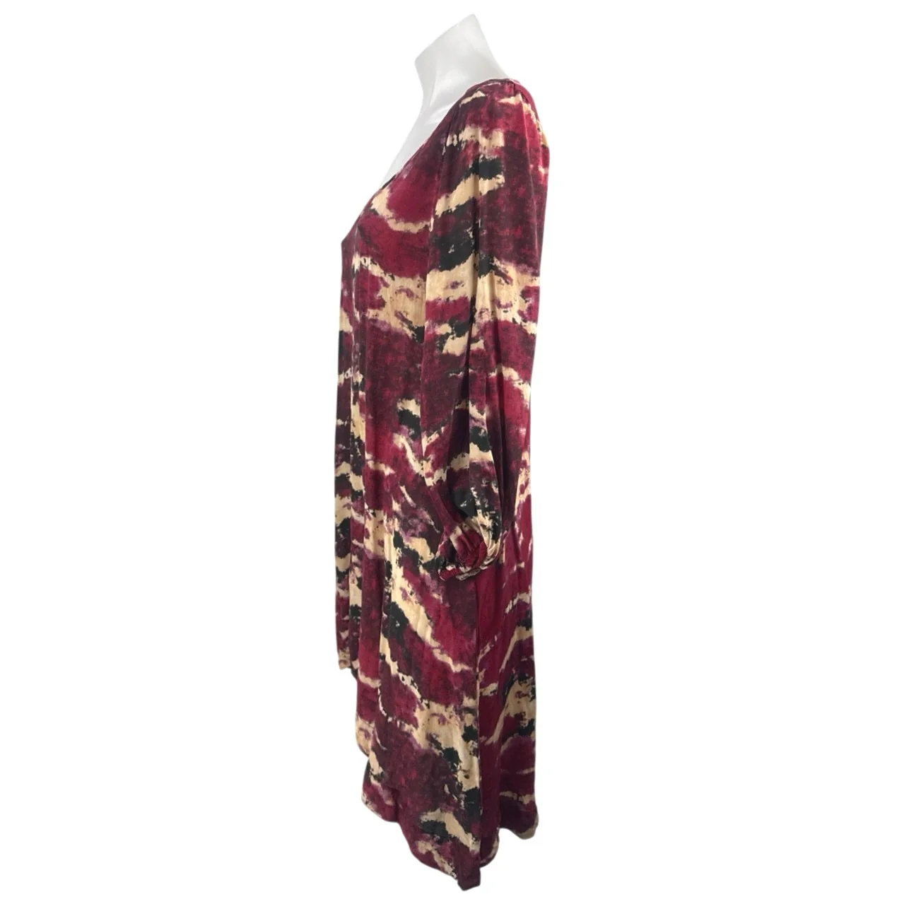 Bohemian Luxe 100% Silk Women Multicolor Abstract Long Sleeve Tee T-Shirt Top XS - Image 2