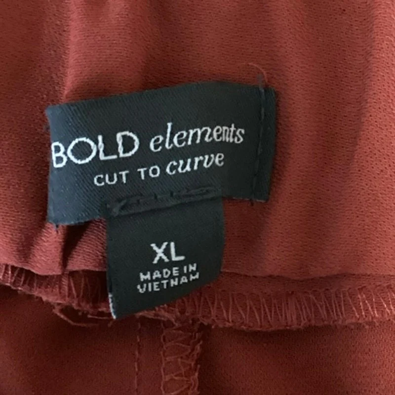 BOLD Elements Cut to Curve Red Straight Wide Leg Elastic Waist Trouser Pants XL - Image 4
