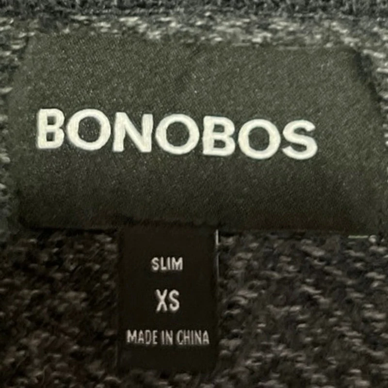 Bonobos 100% Wool Men's Gray Herringbone Long Sleeve 1/4 Zip Polo Sweater Top XS - Image 3