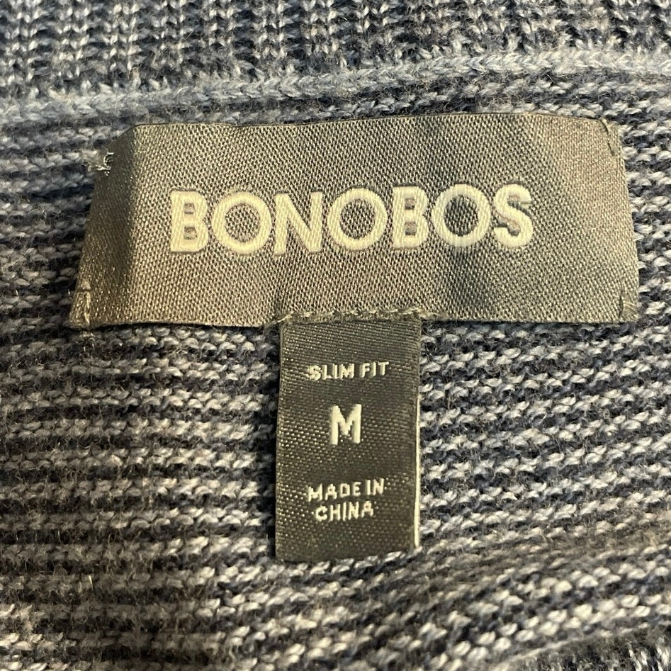 Bonobos Men's Blue Cashmere Knit Striped Long Sleeve 1/4 Zip Sweater Top Size M - Image 4