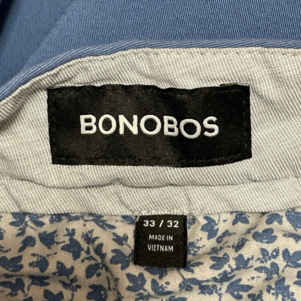 Bonobos Men's Blue Mid Rise Slim Tapered Ankle Chino Trousers Pants Size 33x32 - Image 4