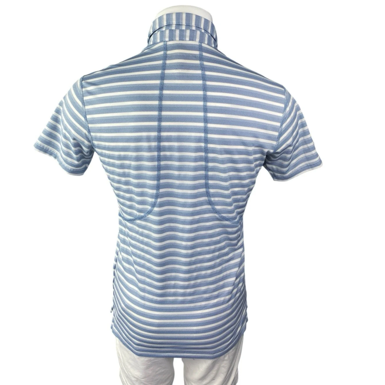 Bonobos Men's Blue White Striped Short Sleeve Slim Fit Polo Shirt Top Size S - Image 2