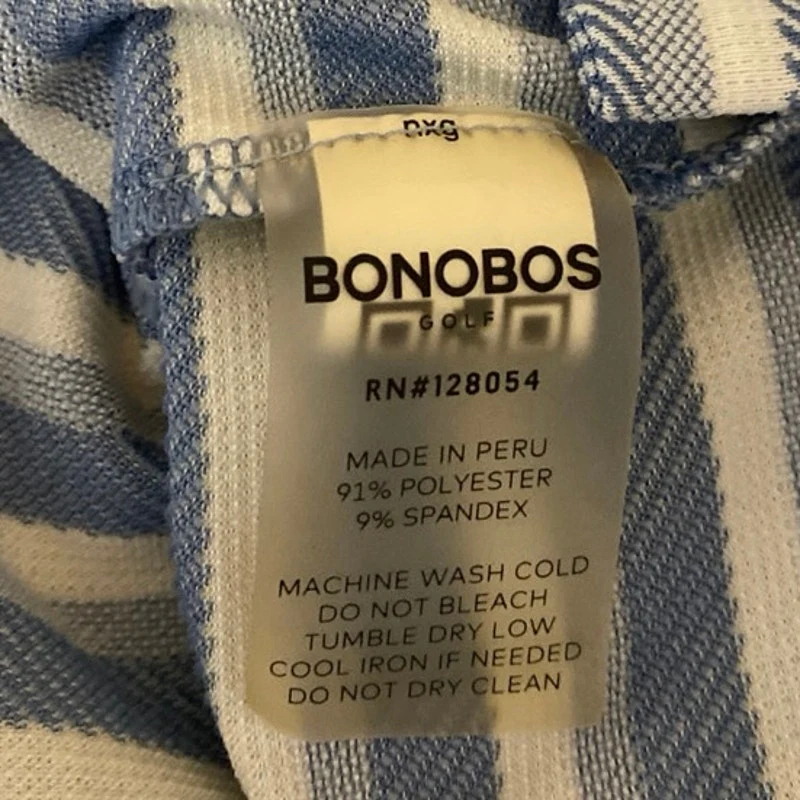 Bonobos Men's Blue White Striped Short Sleeve Slim Fit Polo Shirt Top Size S - Image 4