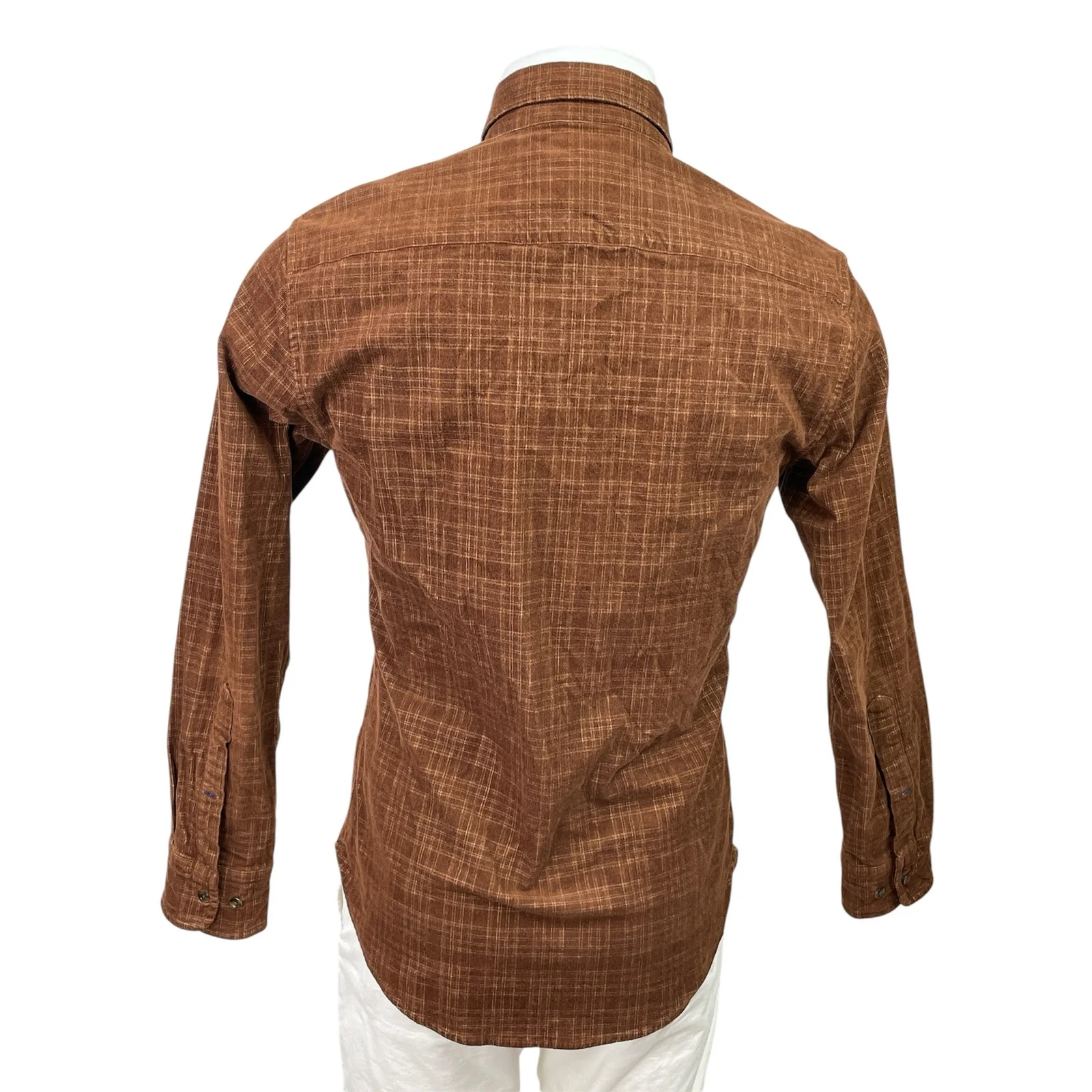 Bonobos Men's Brown Slim Fit Plaid Long Sleeve Button Down Shirt Top Size S - Image 3