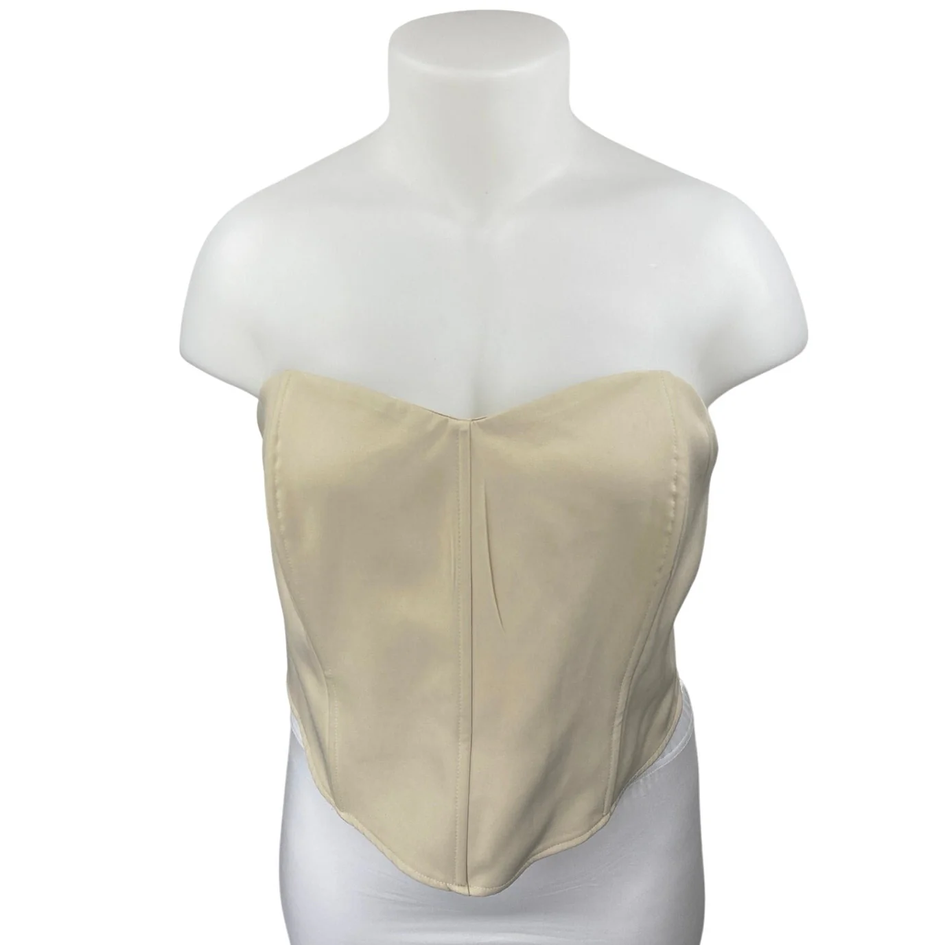 Boohoo Beige Sleeveless Strapless Zipper Cami Bandeau Corset Crop Tank Top 16