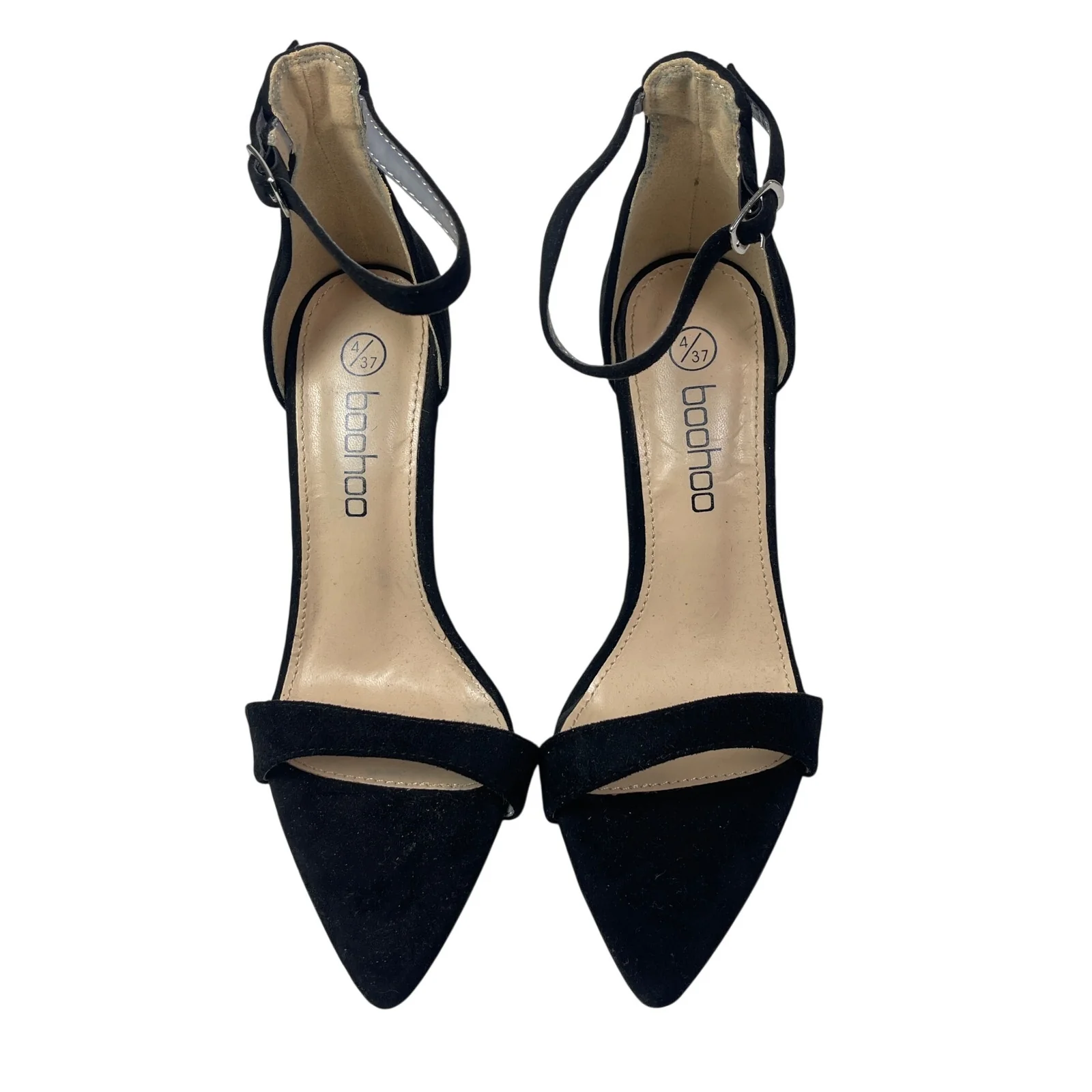 Boohoo Faux Suede Ankle Strap Pointed Toe Stiletto Heels Strappy Sandals 37 US 6 - Image 2